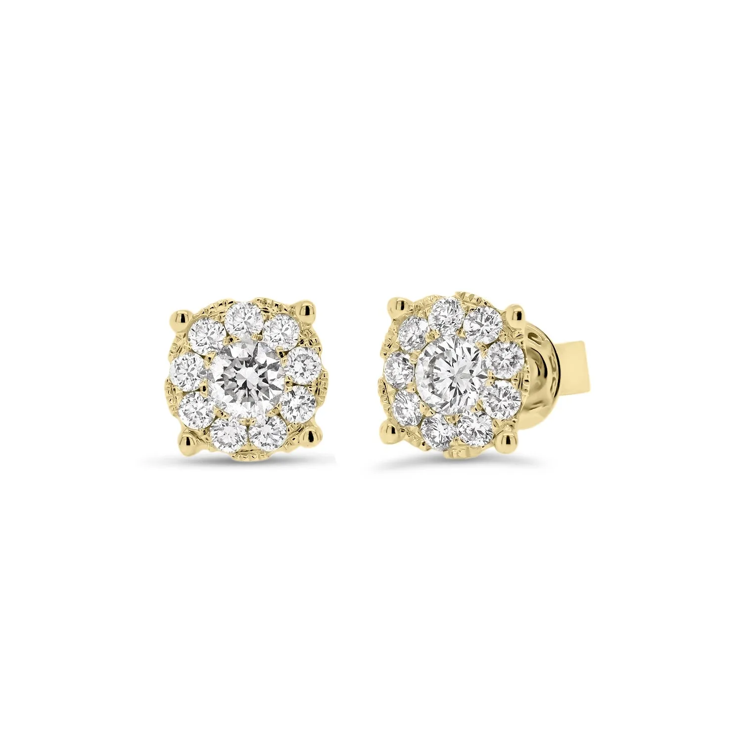 0.78 ct Round Diamond Cluster Earrings