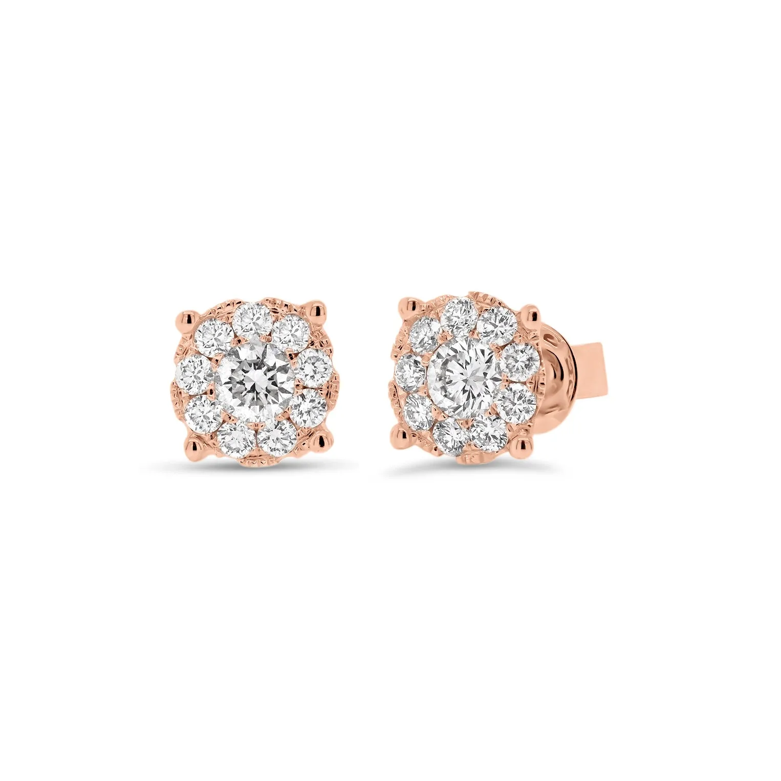 0.78 ct Round Diamond Cluster Earrings