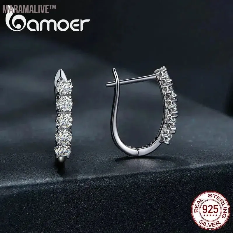 1.0CT Moissanite Sterling Silver Hoop Earrings Gift for Ladies