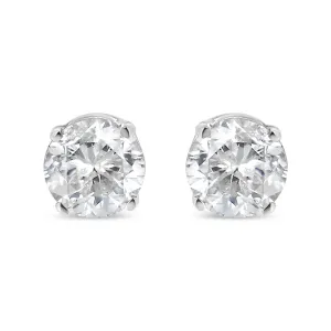 10K White Gold 1/5 Cttw Round Brilliant-Cut Near Colorless Near Colorless Diamond Classic 4-Prong Stud Earrings (I-J Color, I1-I2 Clarity)