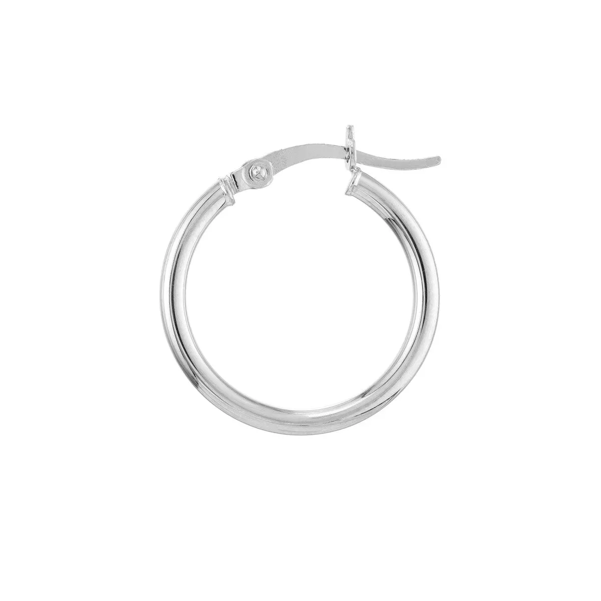 10K White Gold 2x20mm Hoop Earrings