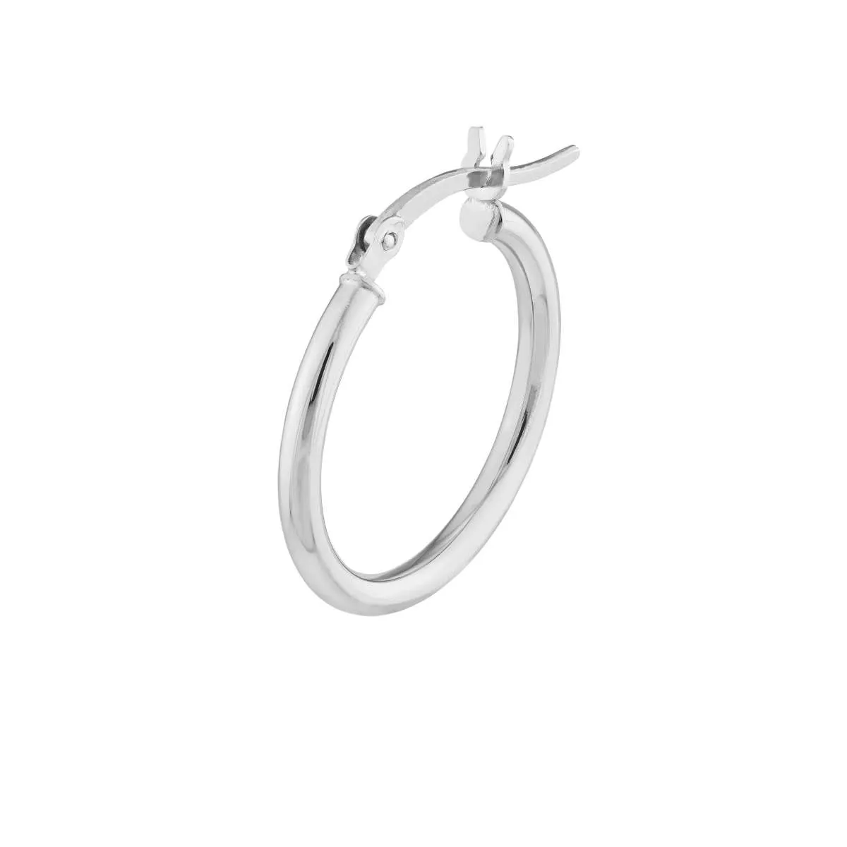 10K White Gold 2x20mm Hoop Earrings