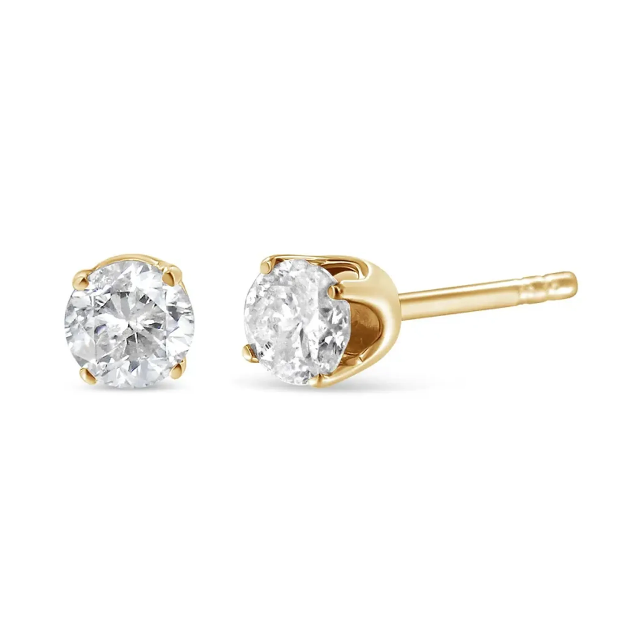 10k Yellow Gold Solitaire Diamond Stud Earrings (0.62 cttw, K-L Color, I1-I2 Clarity)