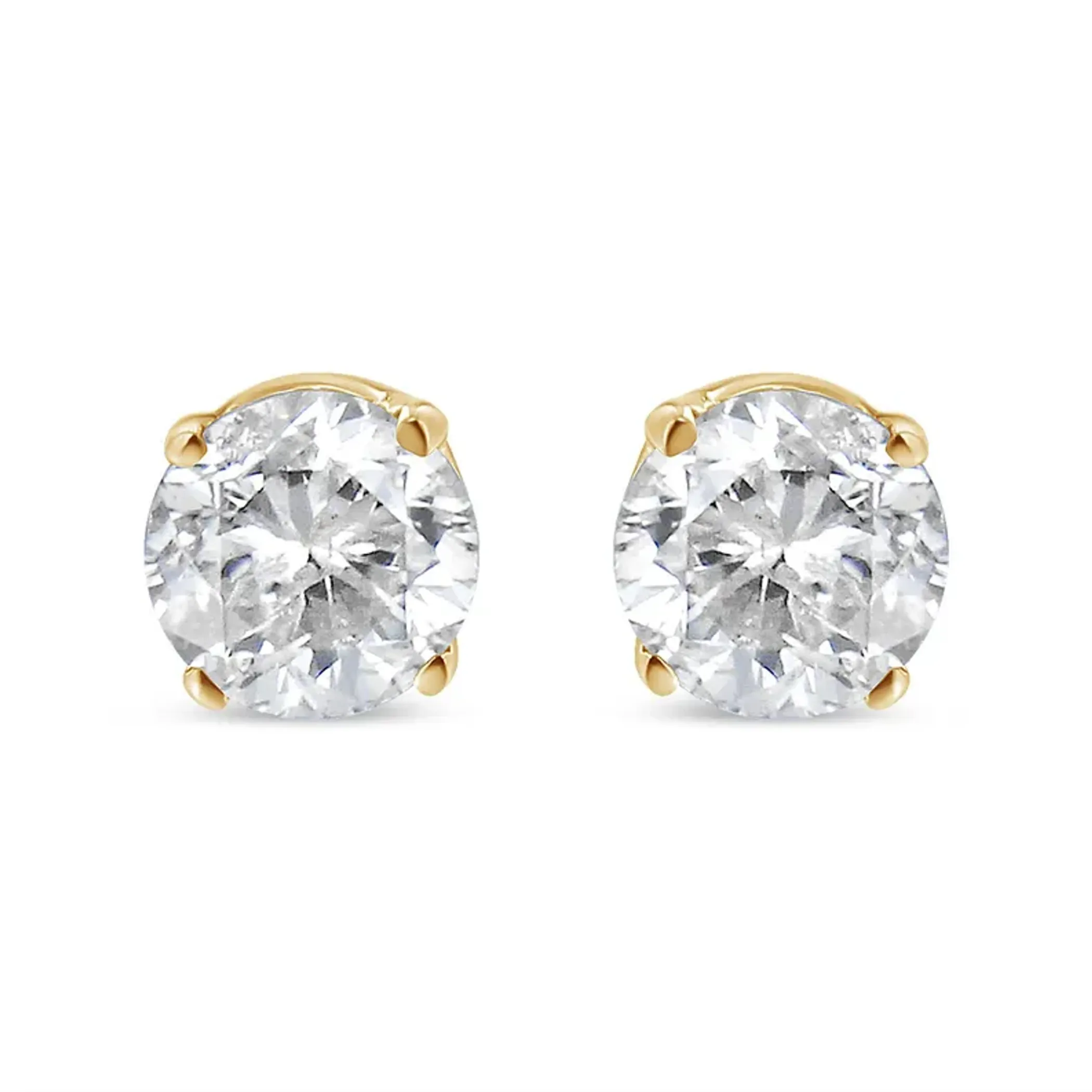 10k Yellow Gold Solitaire Diamond Stud Earrings (0.62 cttw, K-L Color, I1-I2 Clarity)