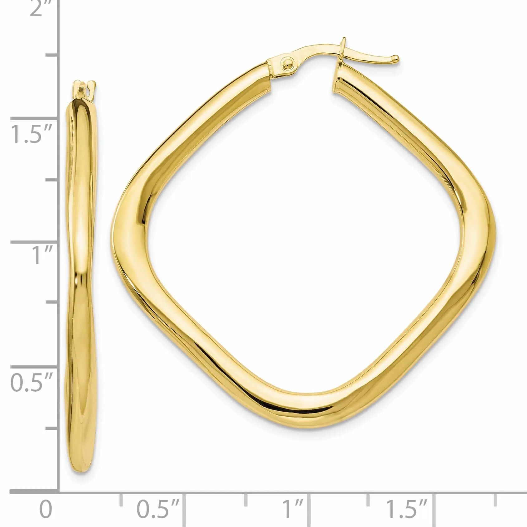 10kt Yellow Gold Large Square Hoop Earrings