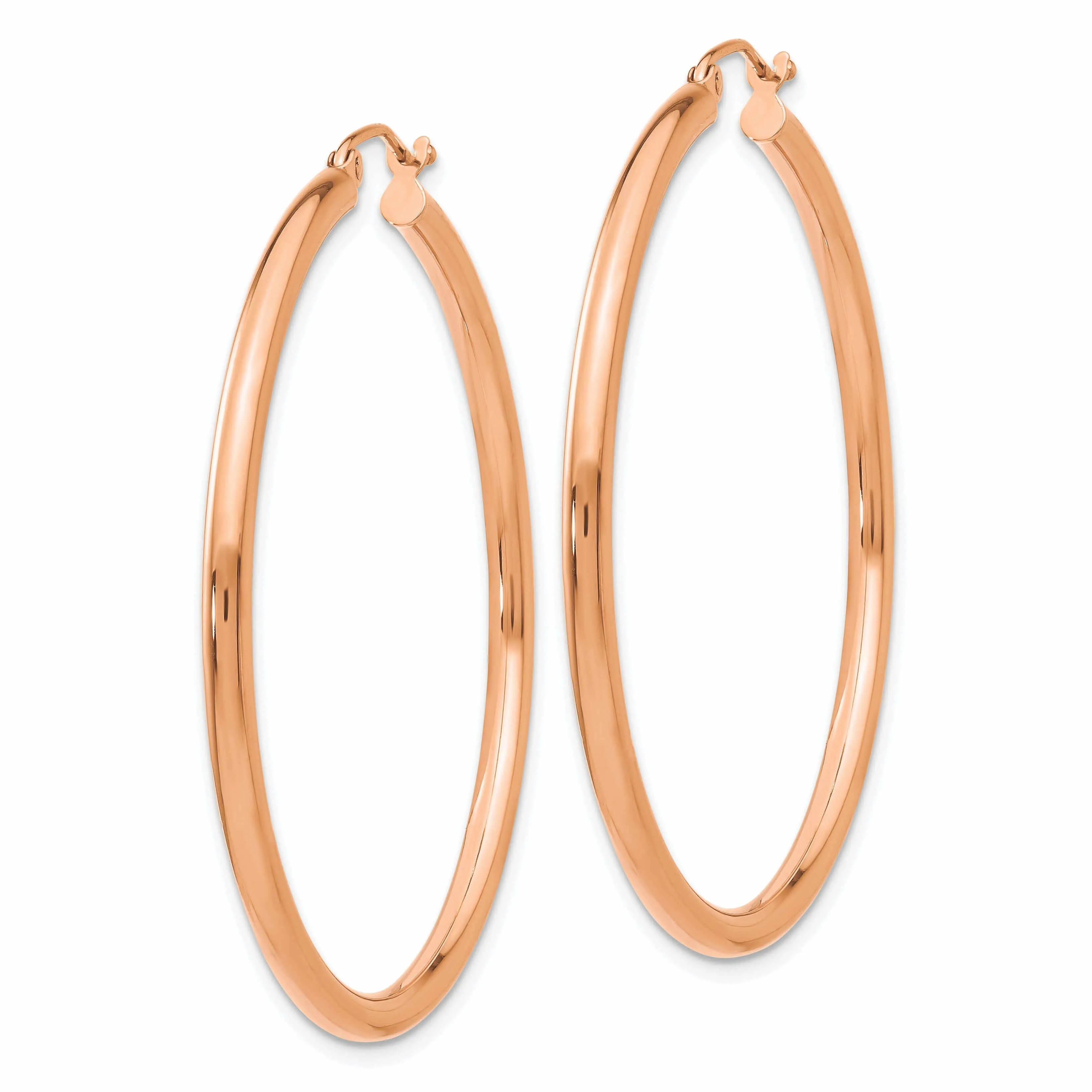 14k Rose Gold 2.5MM Polished Hoop Earrings