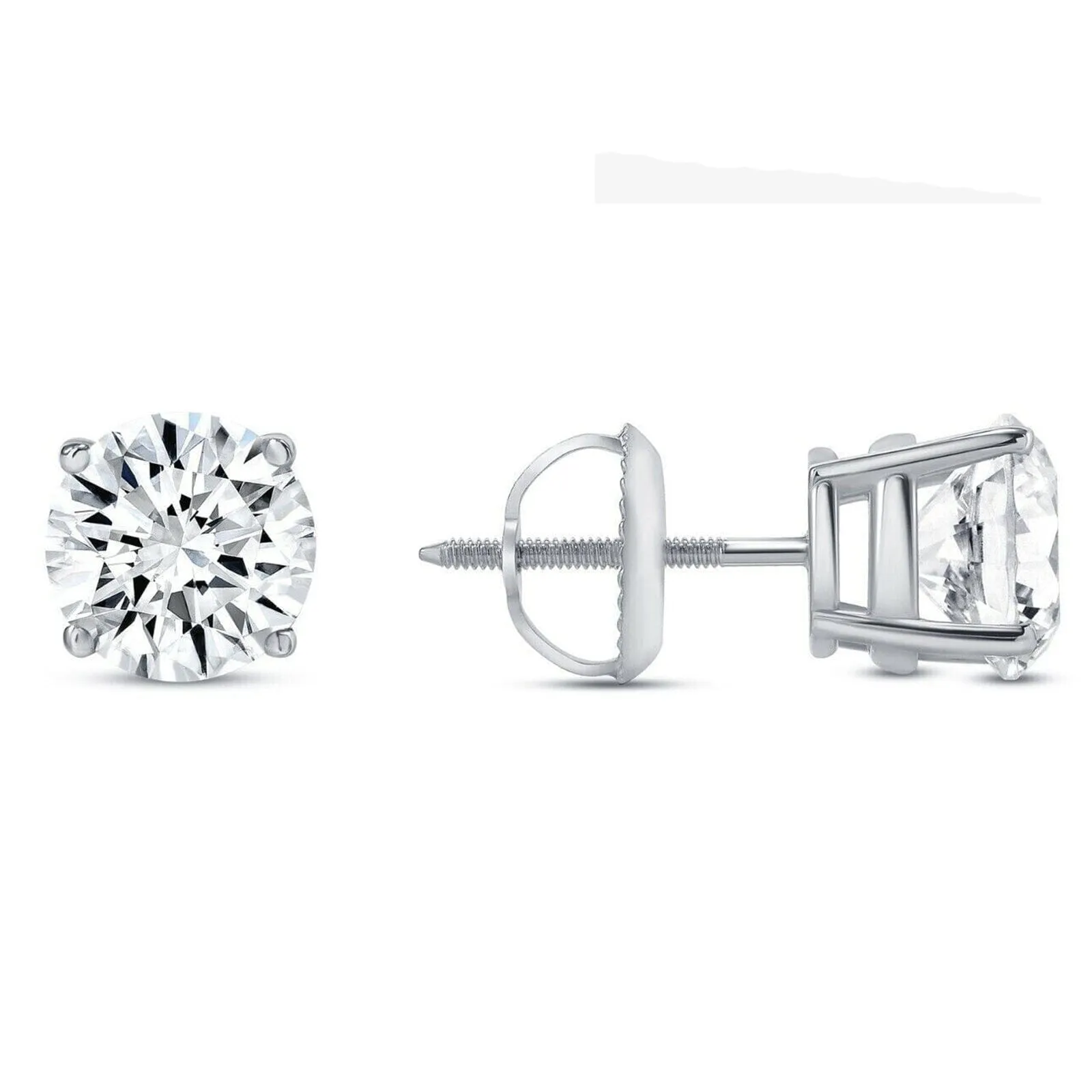 14K Solid White Gold 2.00ct Lab-Grown Round IGI Certified Diamond Stud Earrings