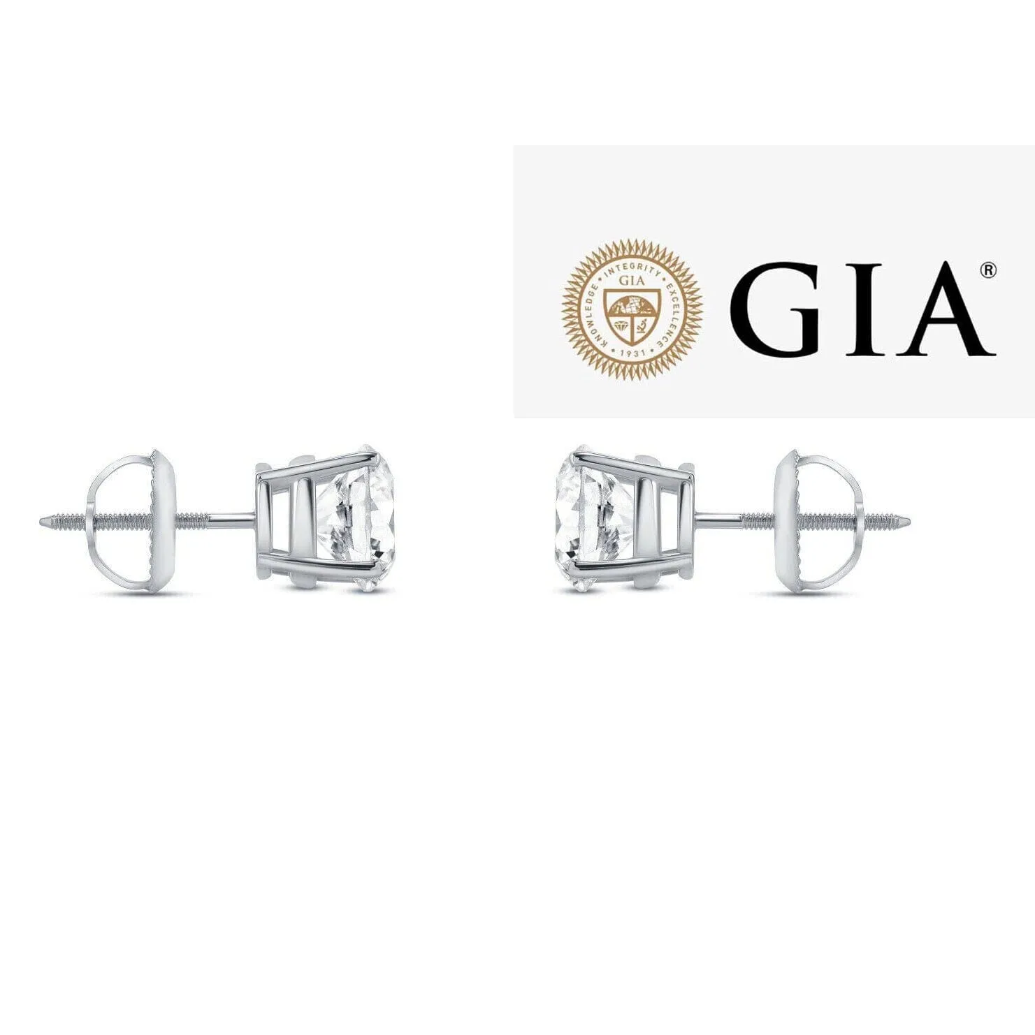 14K Solid White Gold 2.00ct Lab-Grown Round IGI Certified Diamond Stud Earrings