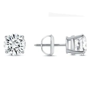 14K Solid White Gold 2.00ct Lab-Grown Round IGI Certified Diamond Stud Earrings