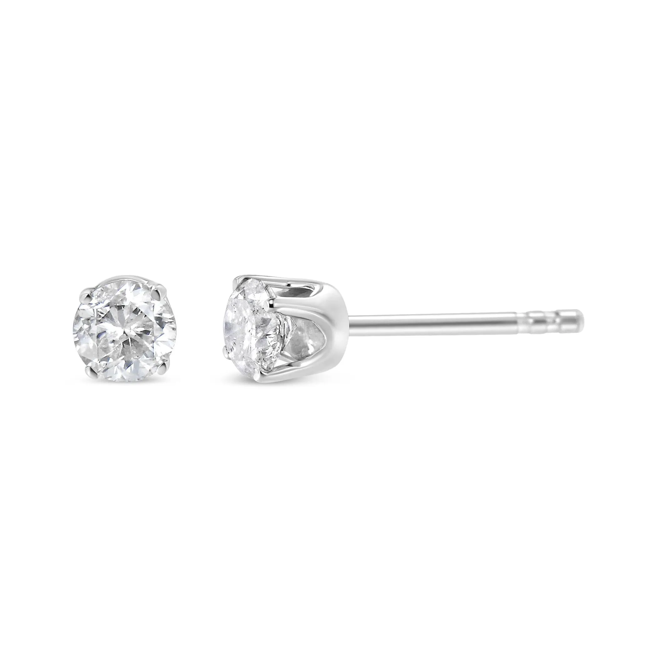 14K White Gold 1/4 Cttw Lab Grown Diamond 4-Prong Classic Solitaire Stud Earrings (G-H Color, VS2-SI1 Clarity)