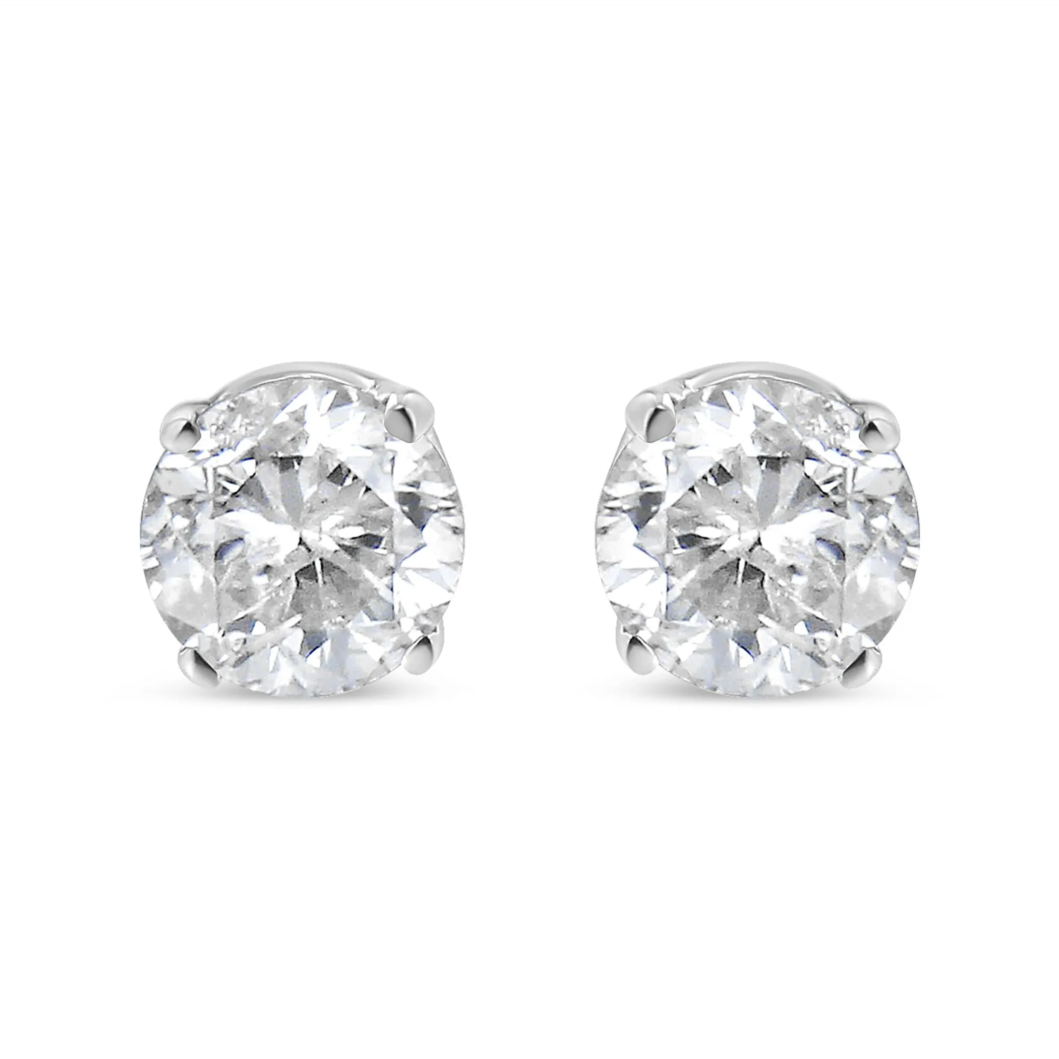 14K White Gold 1/4 Cttw Lab Grown Diamond 4-Prong Classic Solitaire Stud Earrings (G-H Color, VS2-SI1 Clarity)