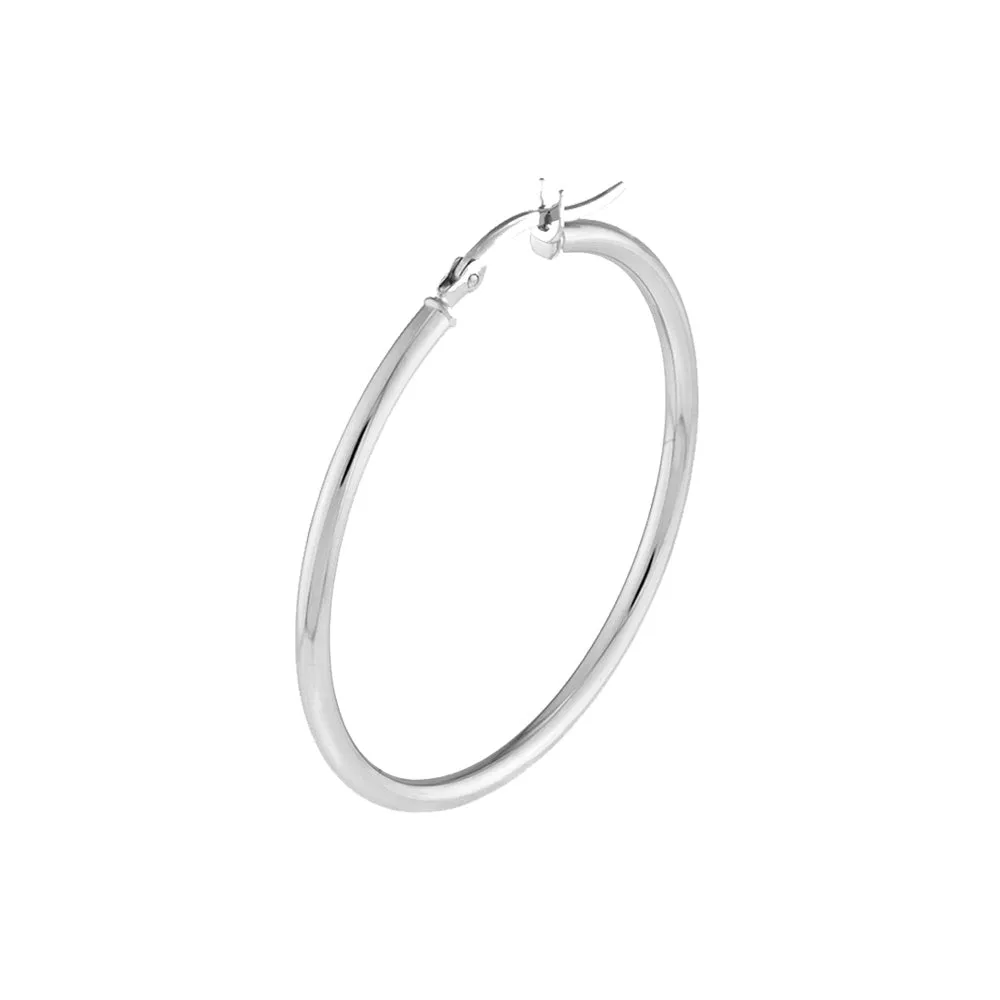 14K White Gold 2x35MM Hoop Earrings