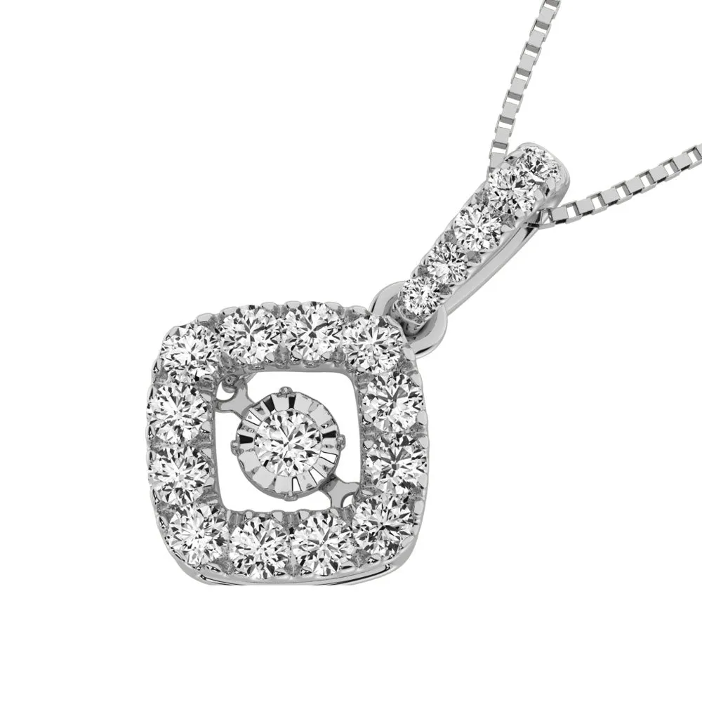 14K White Gold 5/8 Ct.Tw.Diamond Moving Diamond Pendant