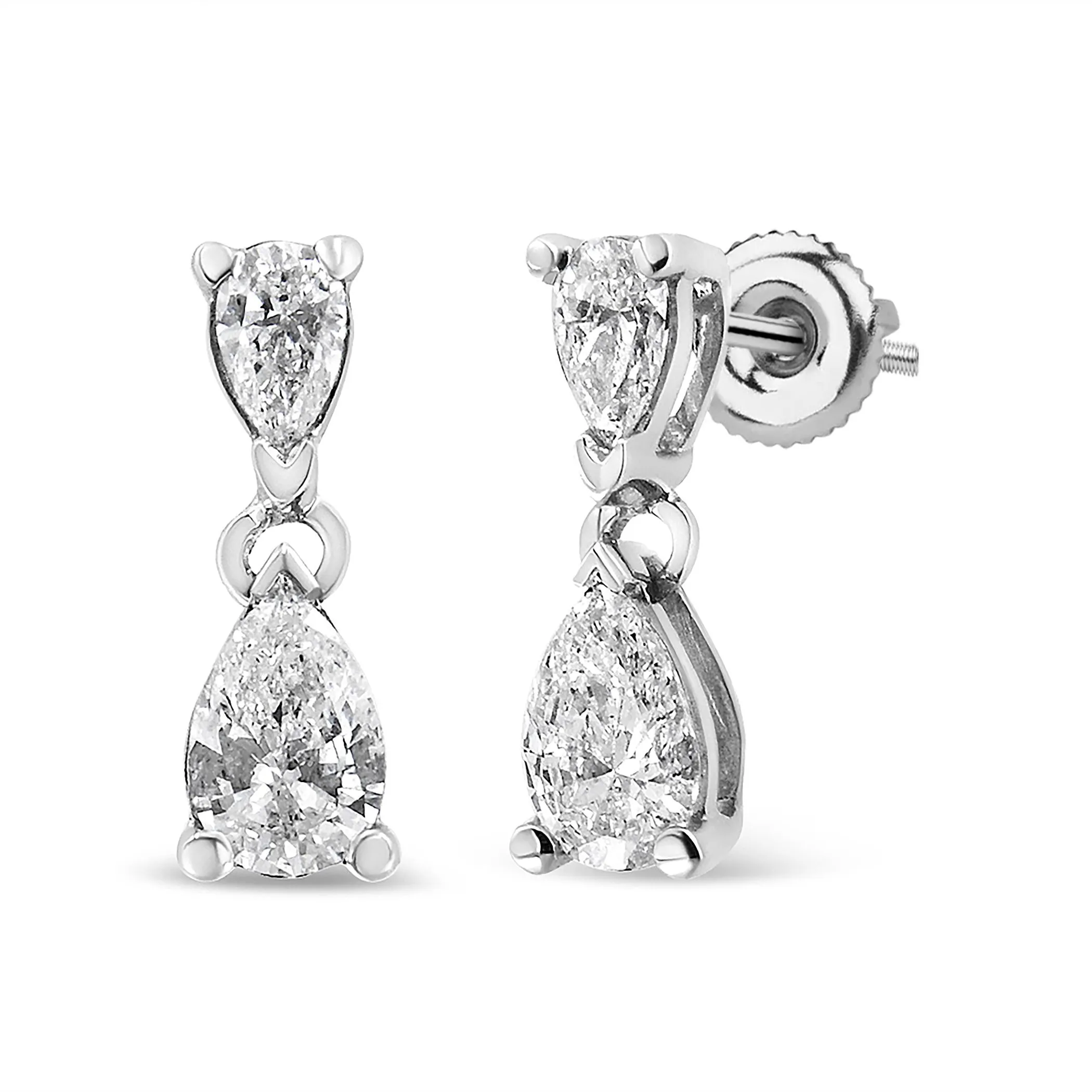 14K White Gold Pear Shape Lab Grown Diamond Dangle Stud Earrings (G-H Color, VS2-SI1 Clarity)