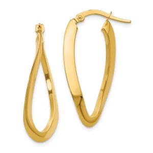 14k Yellow Gold Oval Hoop Earrings