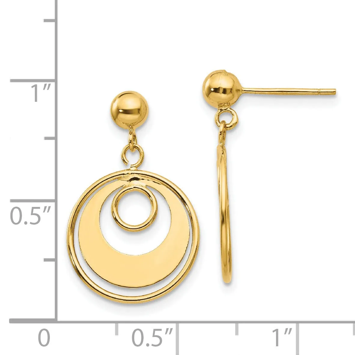 14k Yellow Gold Polished Circle Post Earrings