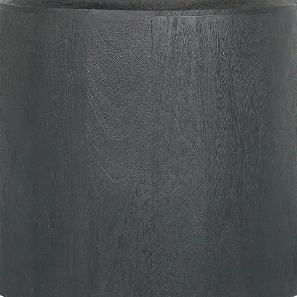 16 Inch Side End Table, Modern Cylinder Jar Like Design, Mango Wood, Black By Casagear Home