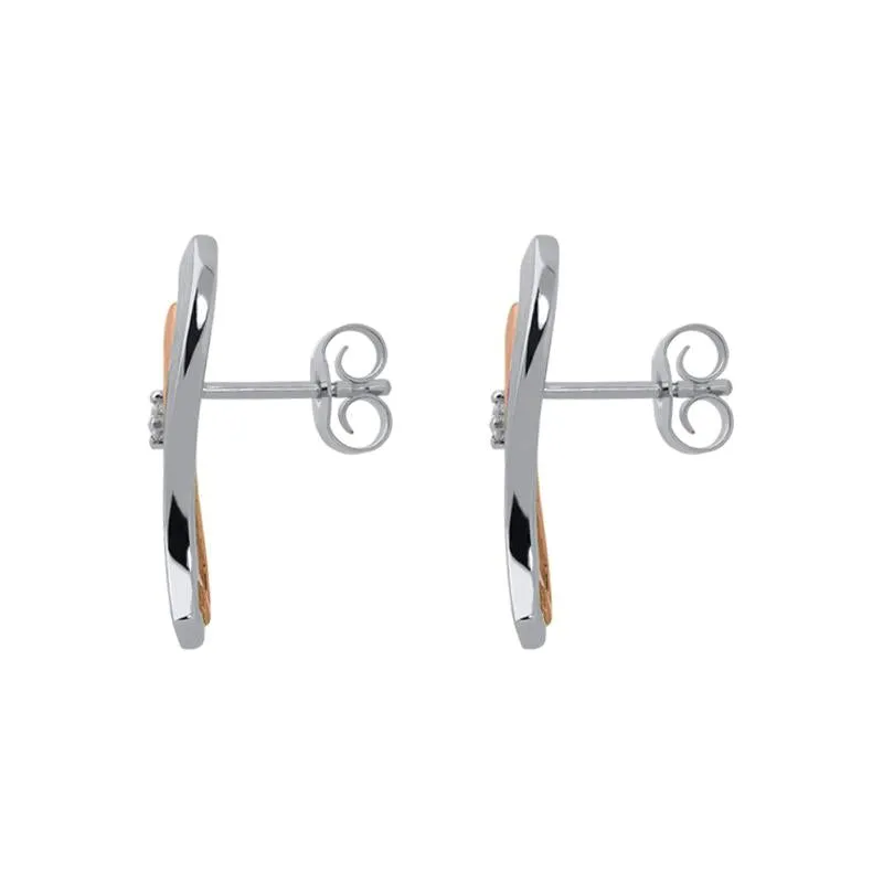 18ct White and Rose Gold Diamond Wave Stud Earrings