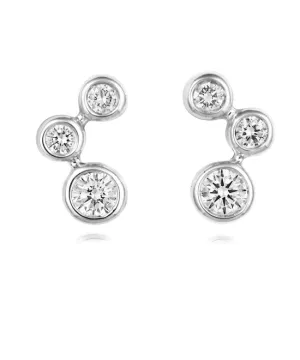 18ct White Gold 0.22ct Diamond Trilogy Stud Earrings