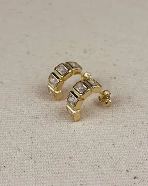 18k Gold Filled Chunky Cz Curve Earrings