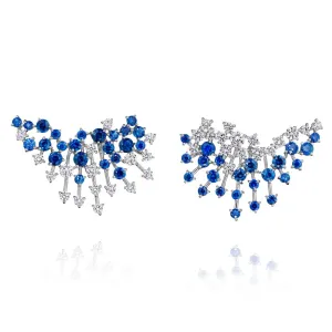 18k Luminus White Gold Earring With 1.51 Cts Vs-Gh And Black Diamonds  And Sapphire