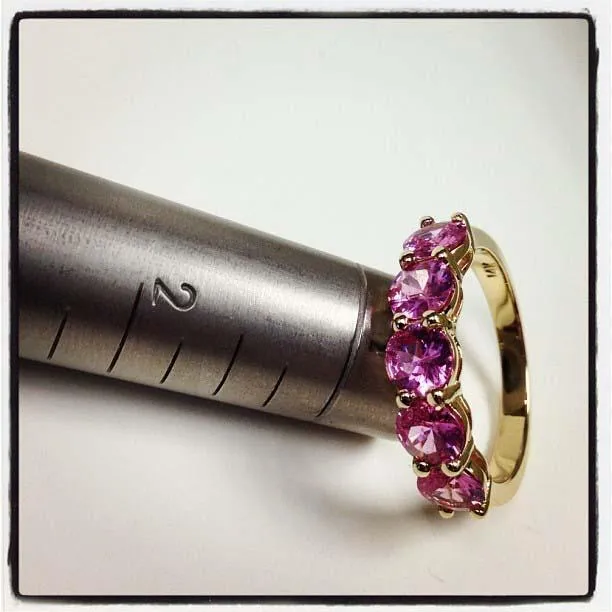 2.00cttw Shared Prong Pink Sapphire 5 Stone Ring