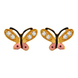 22k Gold Earrings With Stone-embedded Butterflies