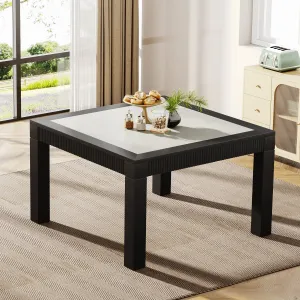 47" Square Dining Table, Faux Marble Kitchen Table for 4 People