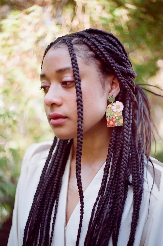 70s Pink Floral Arch Earrings