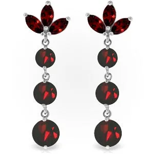 8.7 Carat 14K Solid White Gold Dangling Earrings Natural Garnet