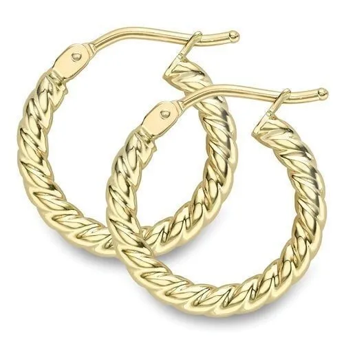 9ct Gold 10mm Beaded Hoop Earrings