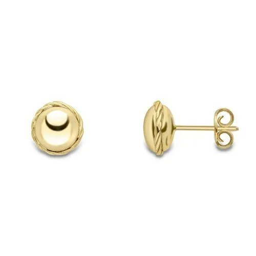 9ct Gold Rope Edged Ball Stud Earrings, Nautical Inspiration, 8mm, 1.80g, Gift box included