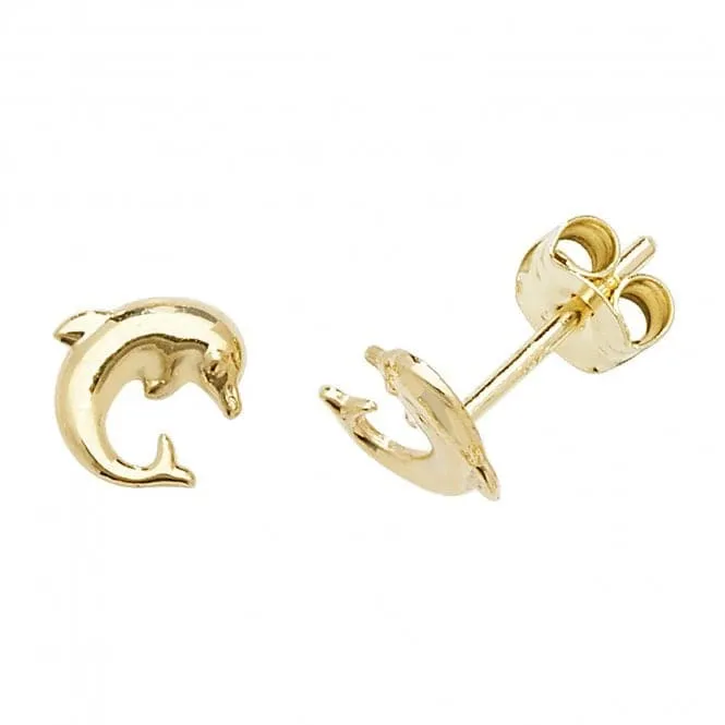 9ct Yellow Gold Dolphin Stud Earrings ES555