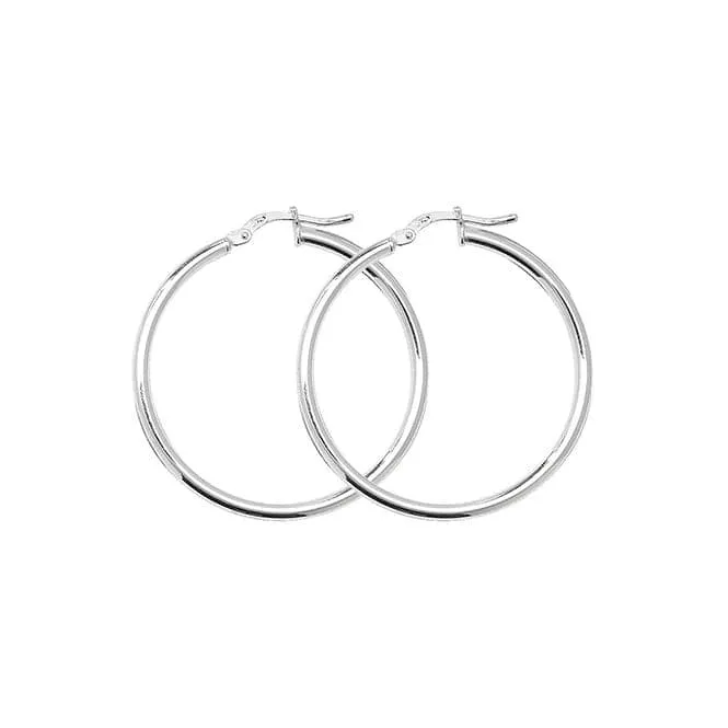 Acotis Silver Hoop Earrings Plain G5280