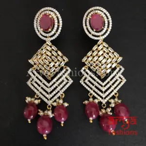 Aisha Ruby and Champagne Golden CZ Earrings