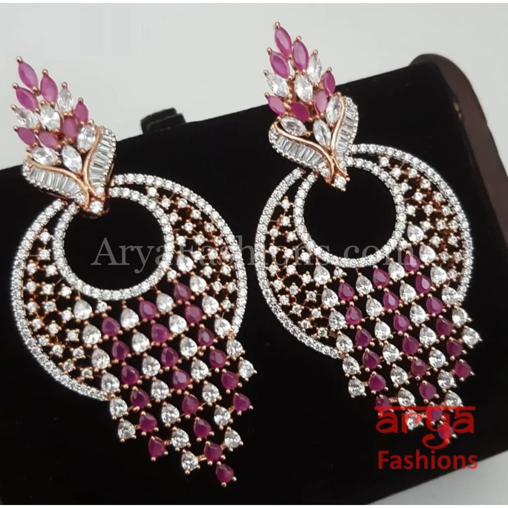 Aisha Ruby and Emerald Green CZ Earrings