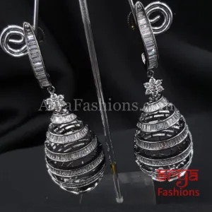 Ariana Victorian CZ Swirl Theme Earrings/ Cubic Zirconia Swirl Danglers