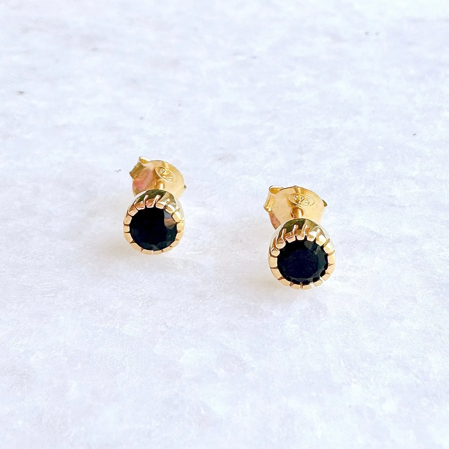 Artisan Stud Earrings: Gold Vermeil Black Spinel