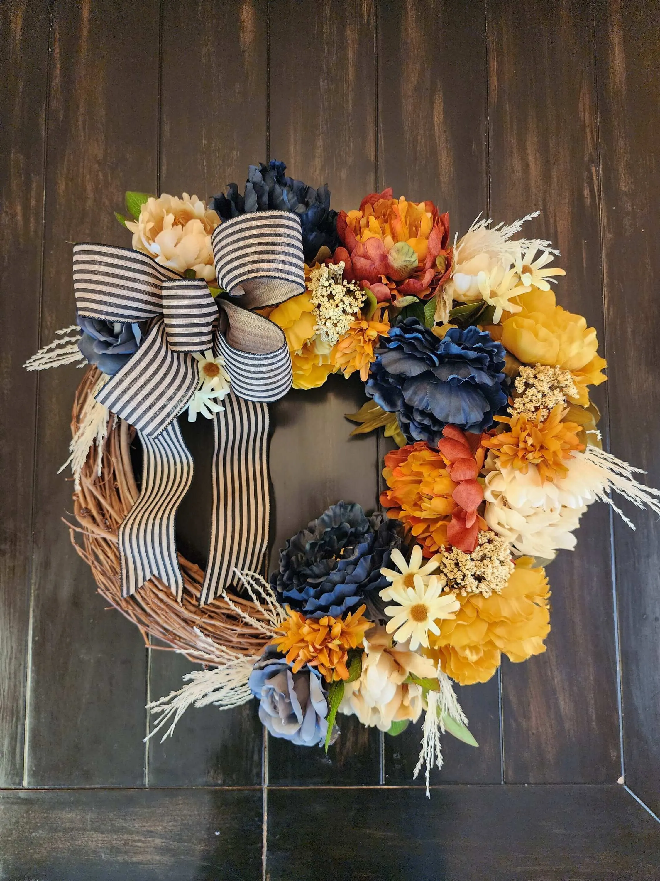 Autumn/fall earth toned peony wreath, rustic wreath, housewarming gift, farmhouse wreath, elegant wreath, handmade gift