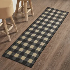 Black Check Polyester Rug/Runner Rect 22x78