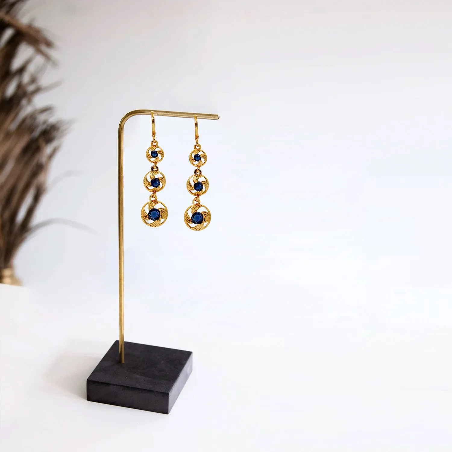 Blue Diamond Drop Earrings For Women