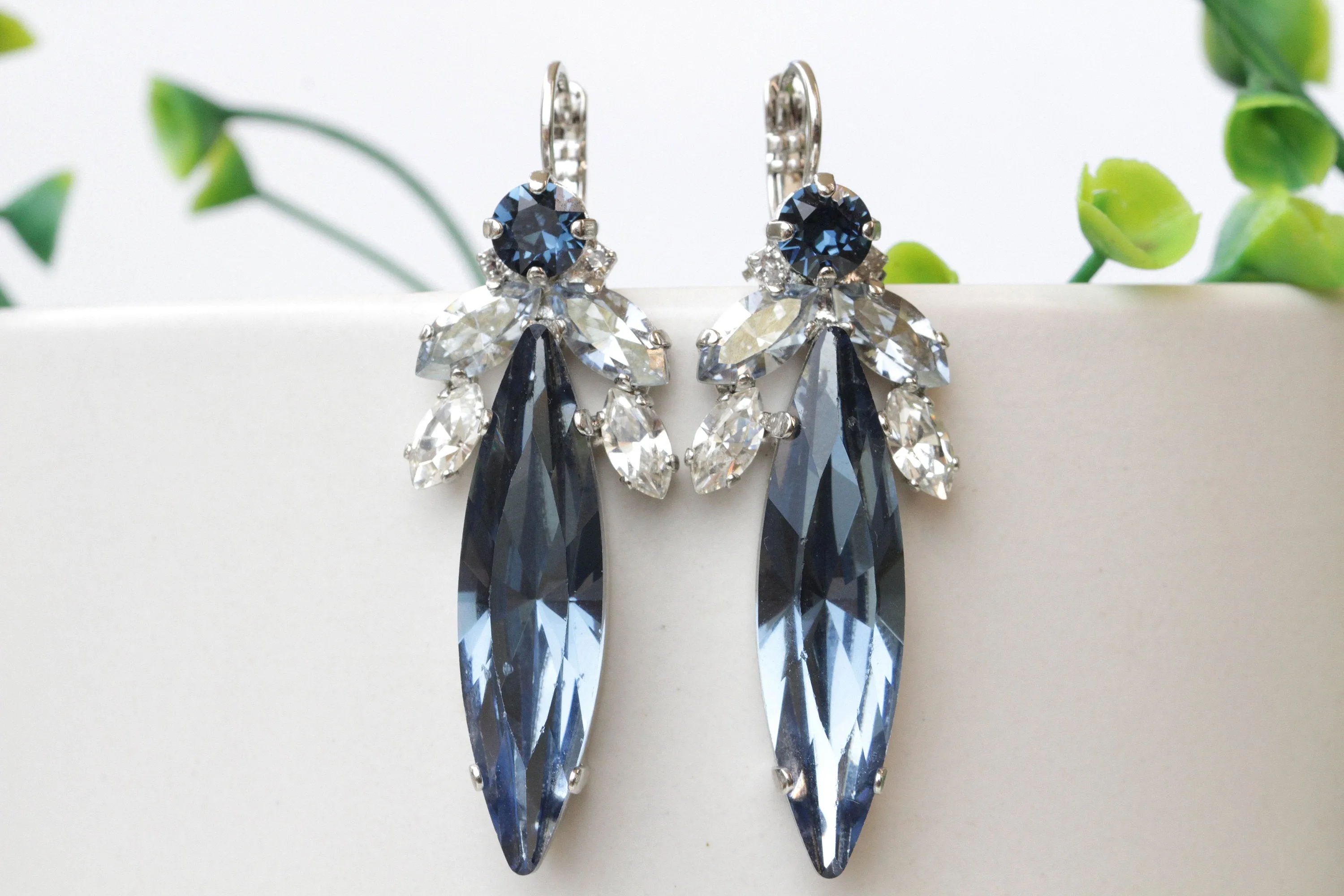 Blue STATEMENT BRIDAL EARRINGS