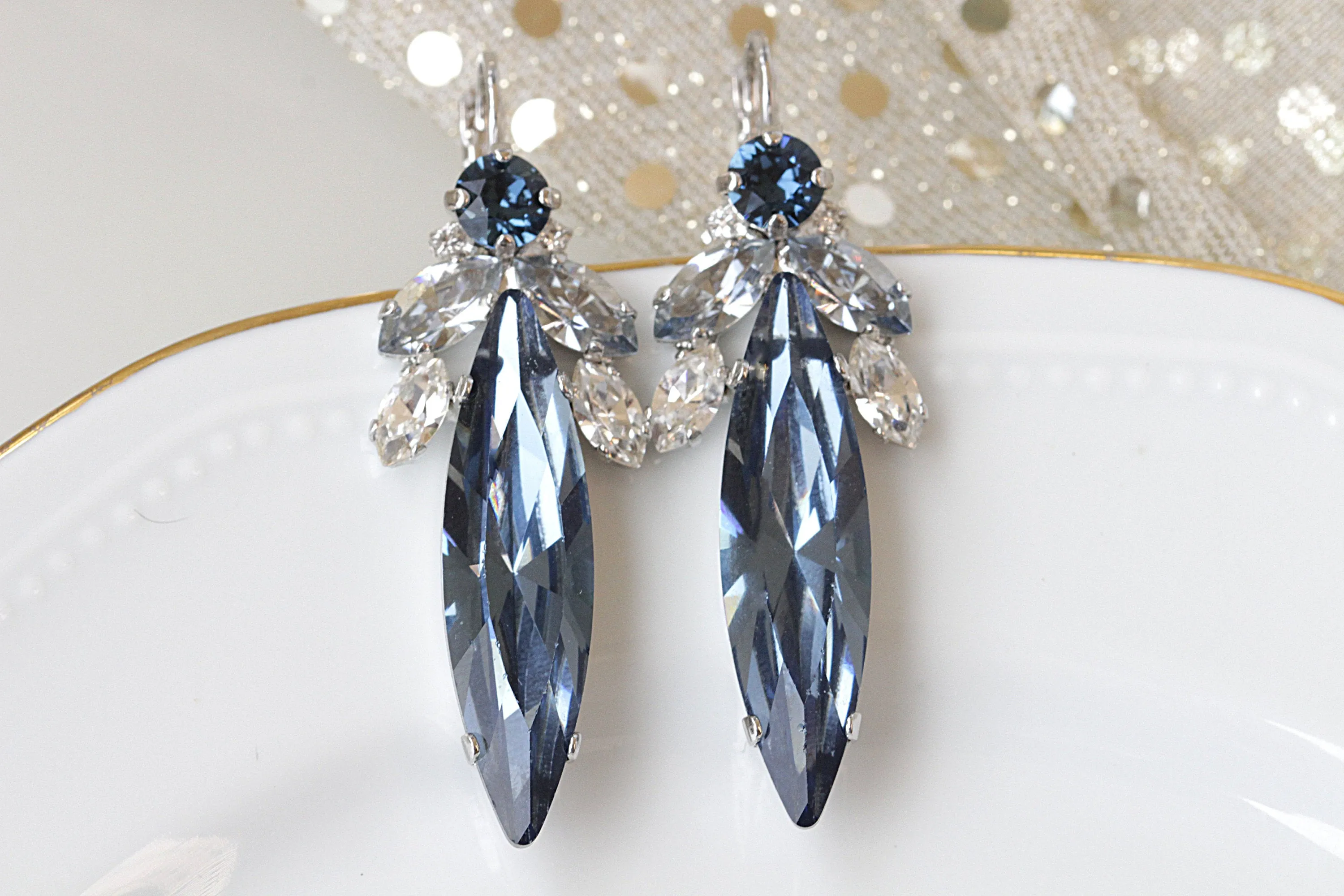 Blue STATEMENT BRIDAL EARRINGS