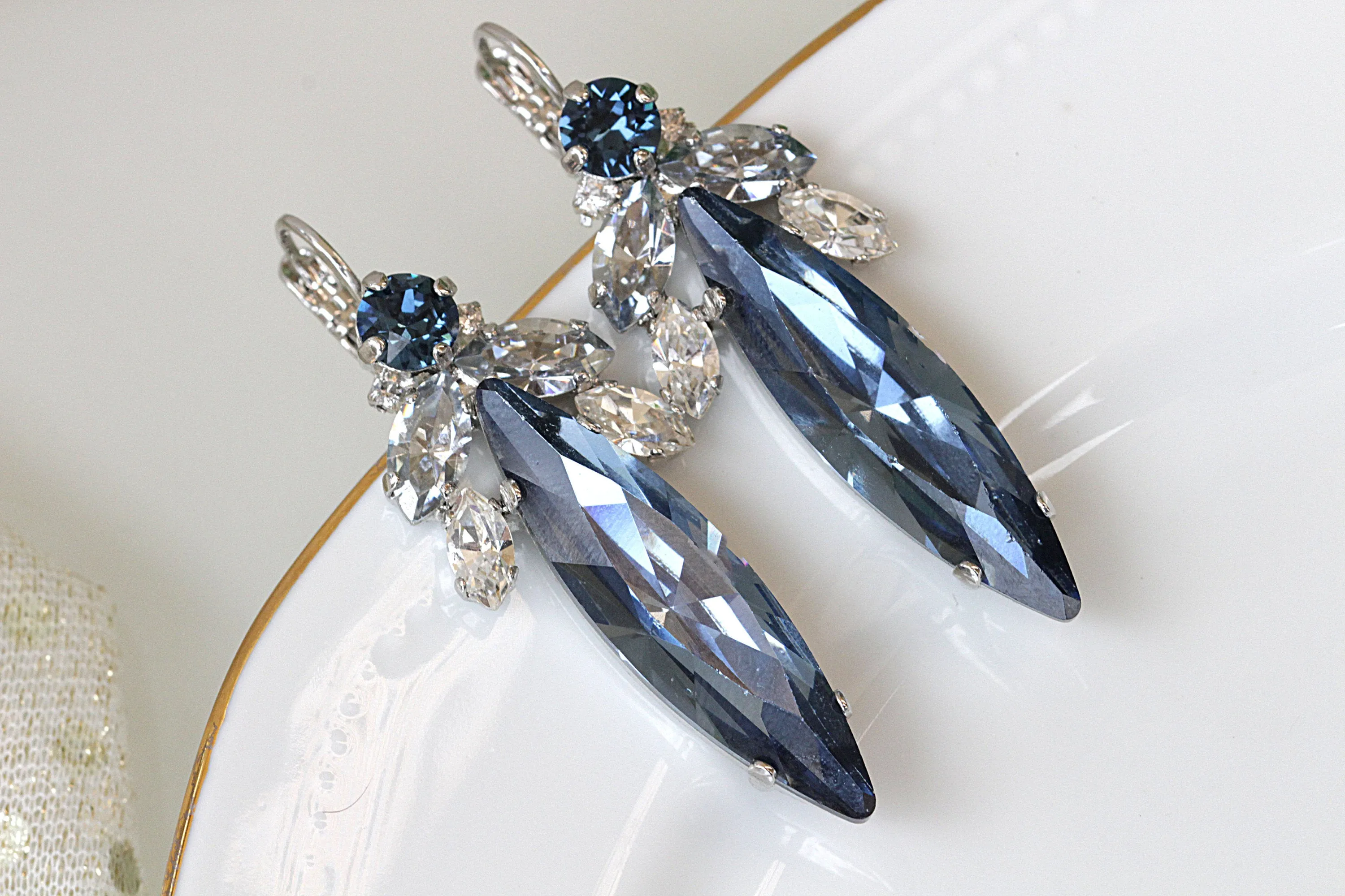 Blue STATEMENT BRIDAL EARRINGS