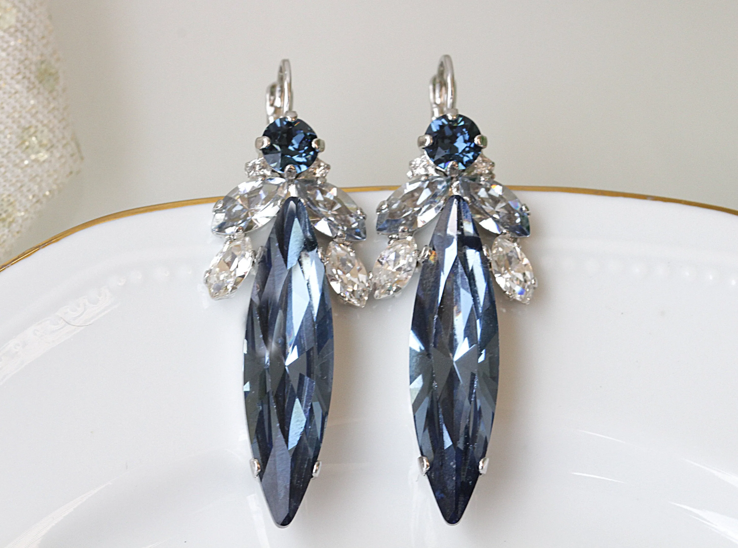 Blue STATEMENT BRIDAL EARRINGS