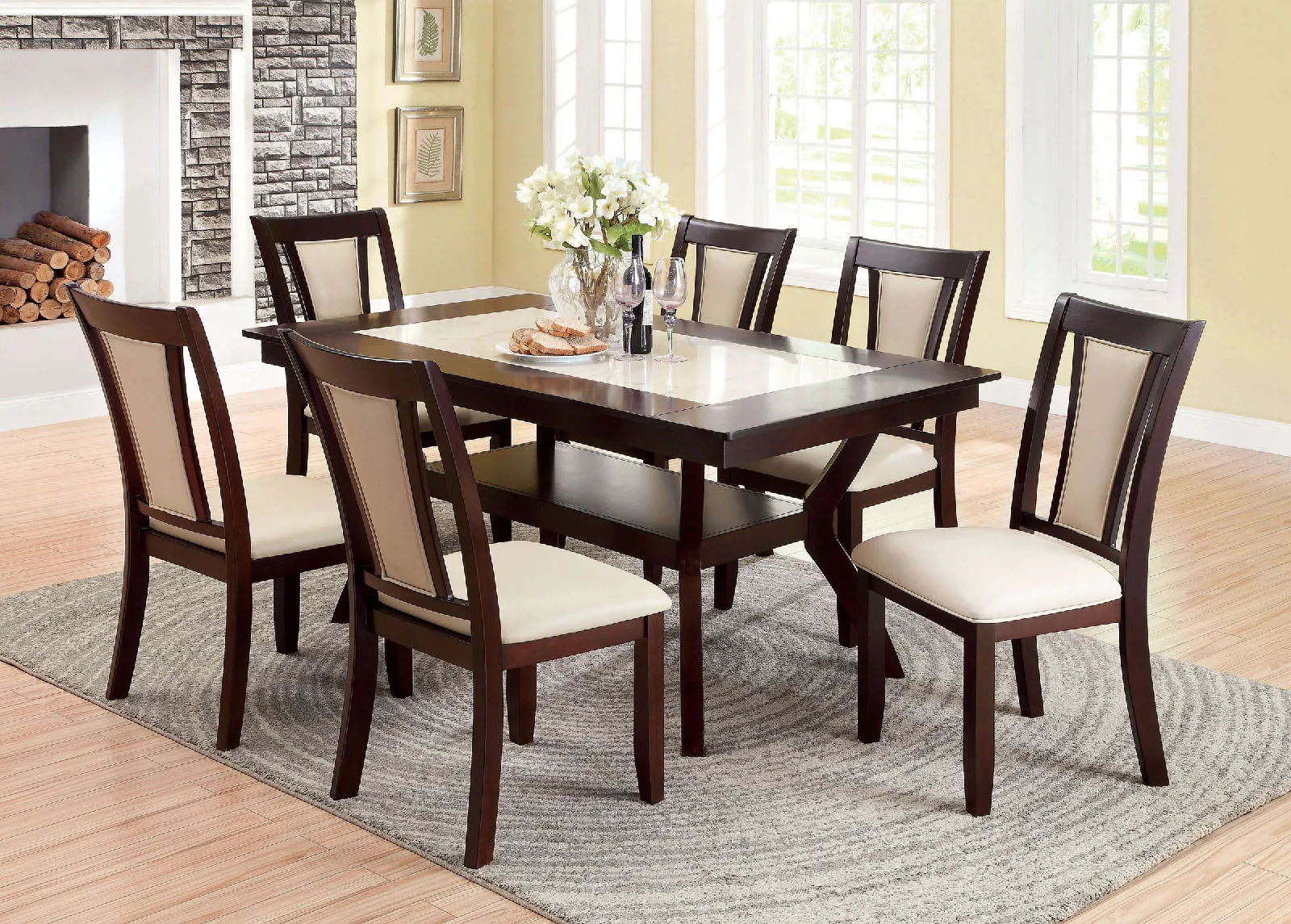 BRENT Dark Cherry/Ivory Dining Table