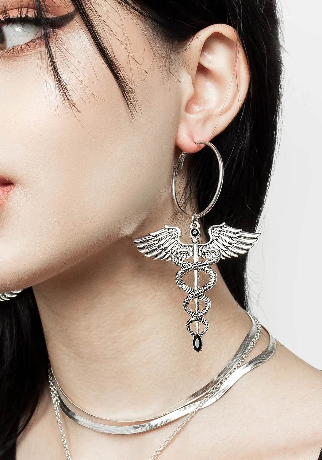 CADUCEUS HOOP EARRINGS