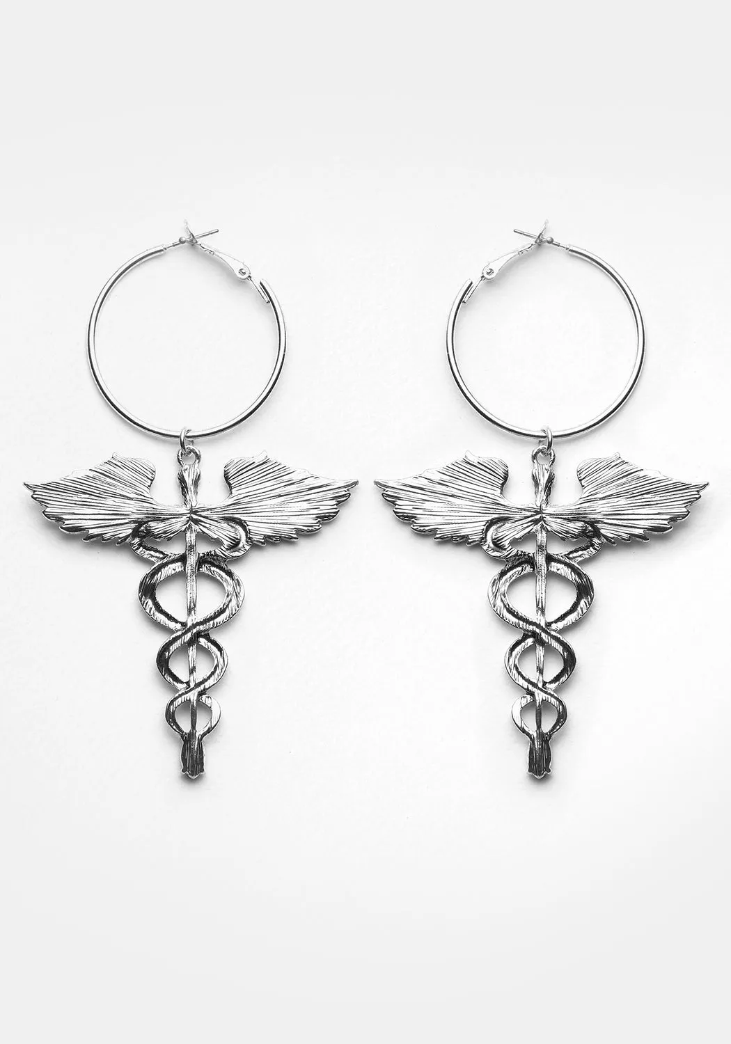 CADUCEUS HOOP EARRINGS