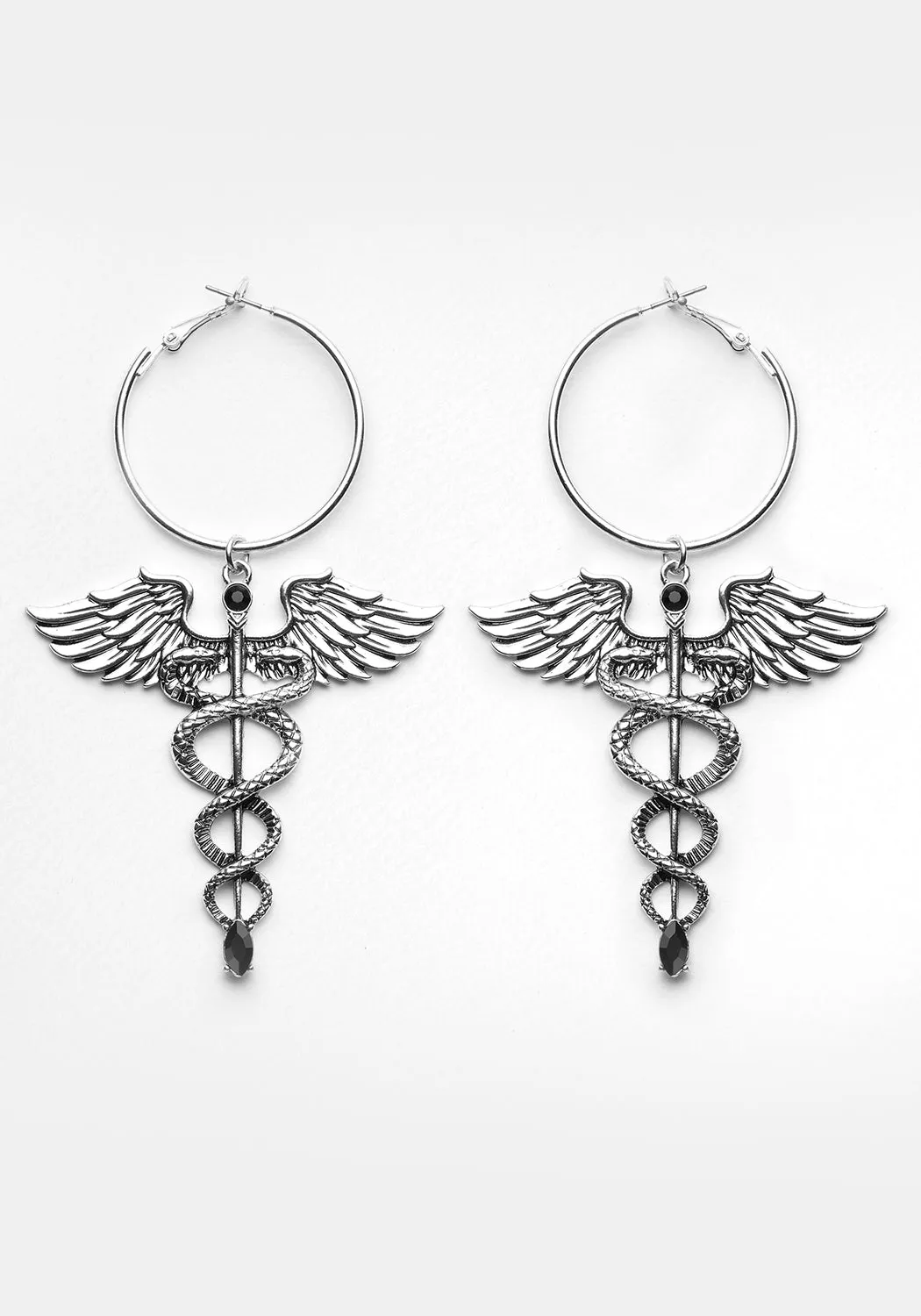 CADUCEUS HOOP EARRINGS