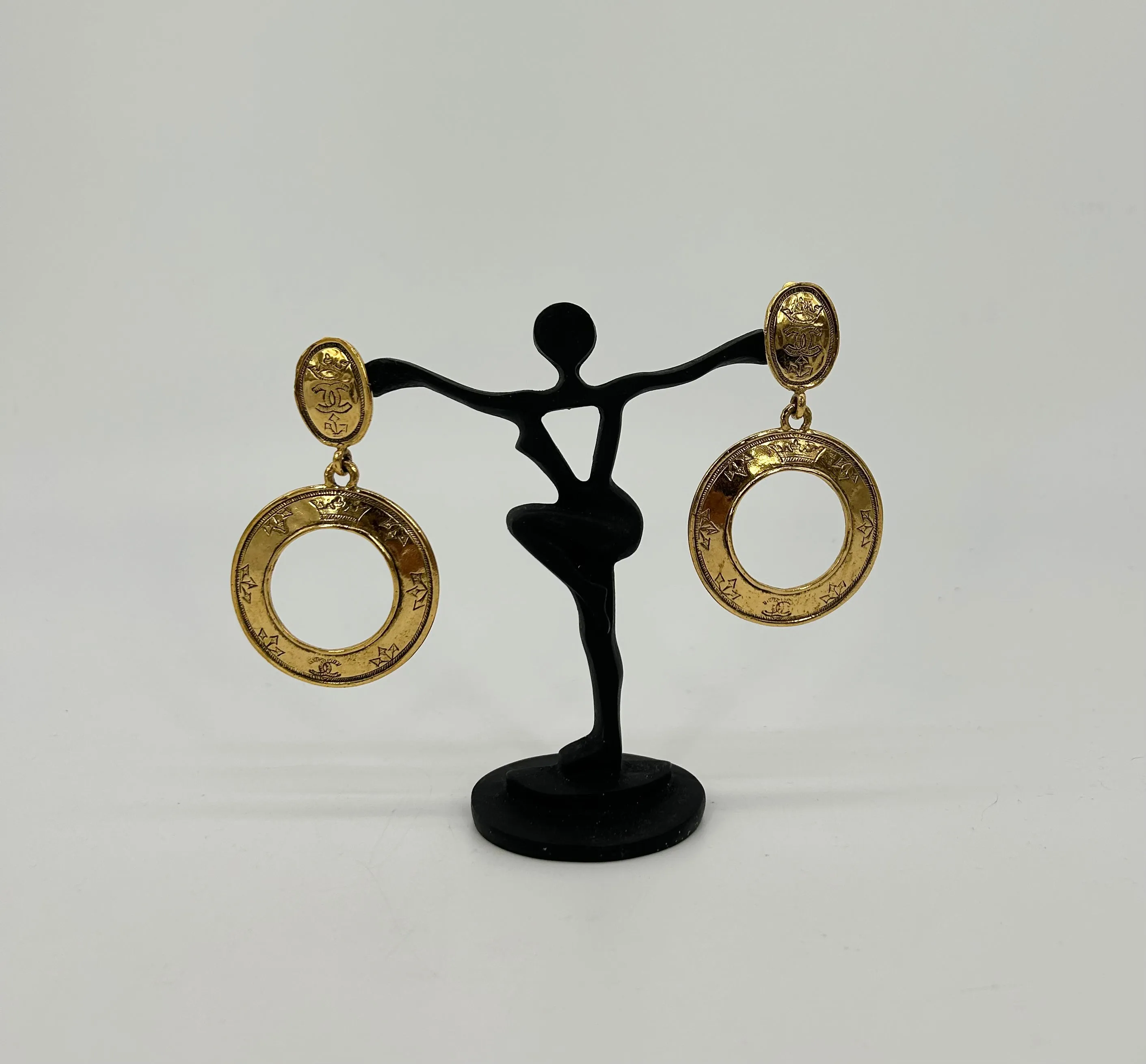 Chanel Vintage Gold Hoop Earrings